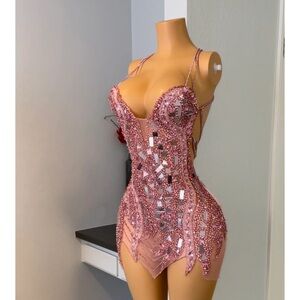 CUSTOM rhinestone PINK birthday Dress